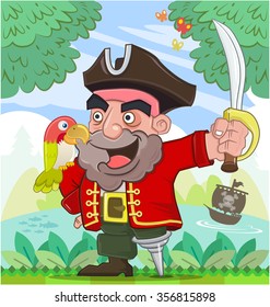 Happy pirates, illustrator Vector