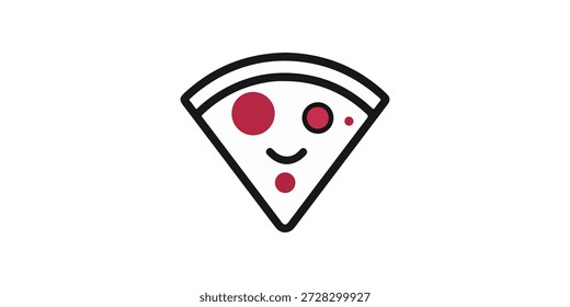 Logo de la pizza feliz. Logo de Pizza Slice. Ilustración del logotipo del Vector Pizza Smile.