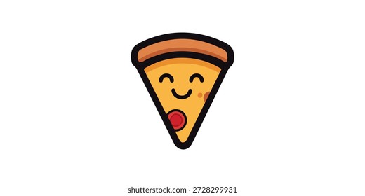 Logotipo Happy Pizza. Logotipo da Pizza Slice. Ilustração do logotipo Pizza Smile Vetor.
