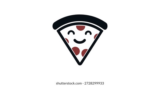 Logotipo Happy Pizza. Logotipo da Pizza Slice. Ilustração do logotipo Pizza Smile Vetor.