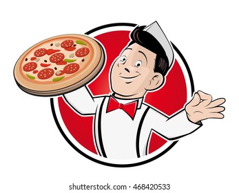 signo del hombre de la pizza feliz