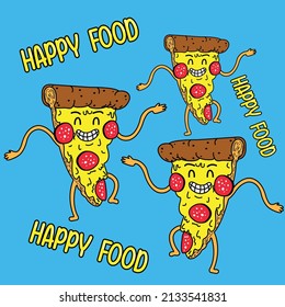 HAPPY PIZZA SLICE DANCING VECTOR