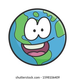 Happy planet earth cartoon illustration isolated on white