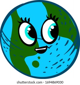 Happy planet earth, illustration, vector on white background