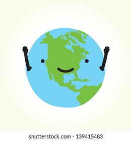 Happy planet Earth isolated vector