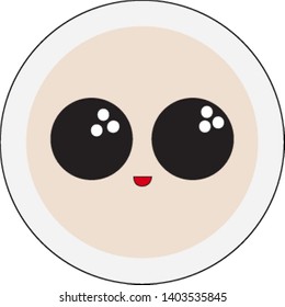 A happy plate with a smiley which is ceramic , vector, color drawing or illustration.