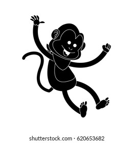 happy playful monkey cartoon icon image 