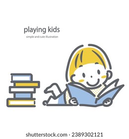 happy playing child, simple and cute illustration