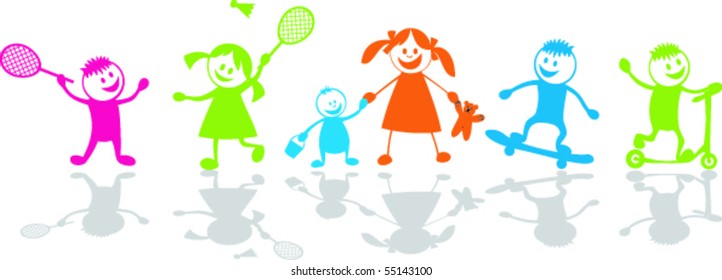 Happy playing children.Sport