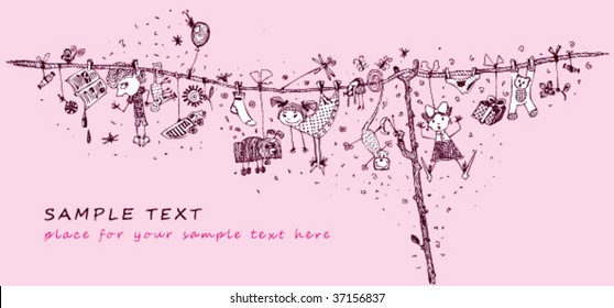 Happy Playing Kid (hand drawn vector)