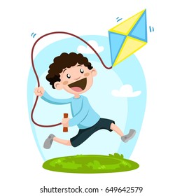 Happy playing kid Vector illustration