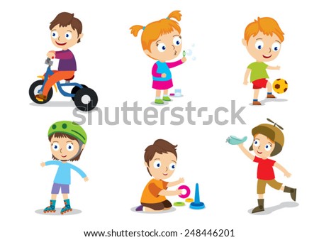 Happy Playing Kids Vector