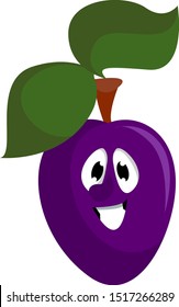 Plum feliz, ilustración, vector sobre fondo blanco.