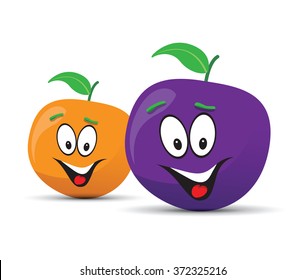 happy plum and orange faces