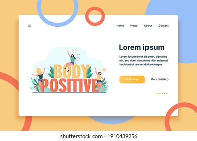 Happy plus size women enjoying life isolated flat vector illustration. Cartoon female characters of different figure type and active healthy lifestyle. Body positive and beauty diversity concept