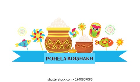 Happy Pohela Boishakh banner. Bengali New Year template for your design. Vector Illustration