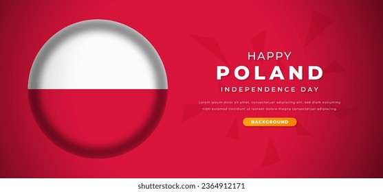 Happy Poland Independence Day Design Paper Cut Shapes Background Illustration for Poster, Banner, Advertising, Greeting Card