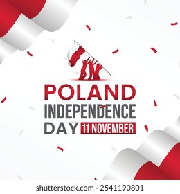 Happy Poland independence day Post. Celebrating Poland Independence day. Independence day post. Typography Post Design. polish, greeting card, social media post, banner, poster, flyer, decoration card