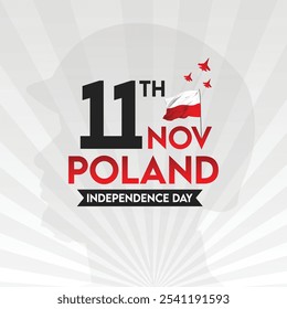 Happy Poland independence day Post. Celebrating Poland Independence day. Independence day post. Typography Post Design. greeting card, social media post, banner, poster, flyer, decoration card