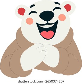 Feliz Urso Polar Desenho Animado à mão desenhado