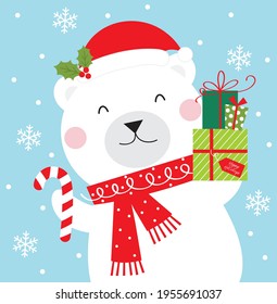 happy polar bear christmas greeting card