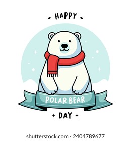 Happy Polar Bear Day Design ist einzeln auf weißem Hintergrund. Design eignet sich für Karten, Poster, Banner usw.