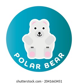 Happy Polar Bear - funny cartoon animal. Children character. Simple vector illustration with dropped shadow.