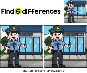 Happy Policeman Find The Differences