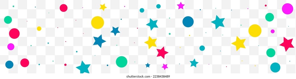 Happy Polka Festival Vector Transparent Panoramic Background. Flying Starfall Invitation. Independence Shine Background. Color Constellation Carnaval Backdrop.