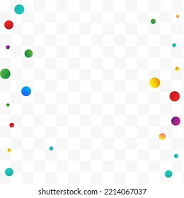 Happy Polka Fun Vector Transparent Background. Flying Confetti Design. Christmas Rain Backdrop. Rainbow Round Decoration Wallpaper.