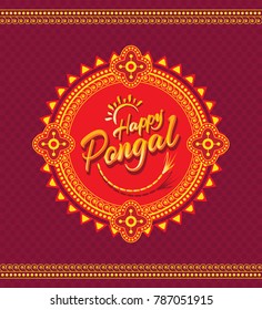 Happy Pongal Background Design - Indian Religious Festival Happy Pongal Template Design