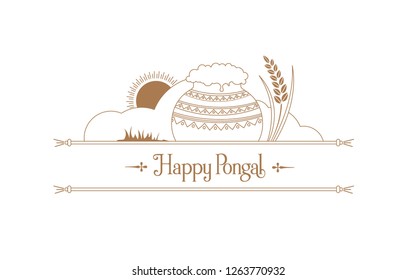 Happy Pongal Background with Outlines