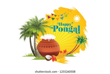 Happy Pongal Background Template Design - Pongal Festival Background Template