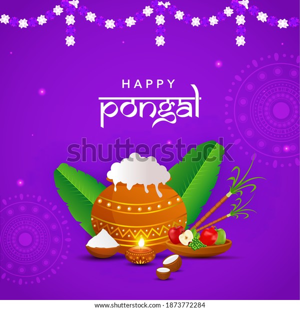 Happy Pongal Celebration Poster Design Traditional Stock Vector ...