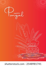 Happy Pongal with creative concept. Harvest Festival of Tamil Nadu South India holiday Background with rangoli, Pongal celebration. Greeting card, 3d vector illustration.