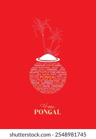 Happy Pongal with creative concept. Harvest Festival of Tamil Nadu South India holiday Background with rangoli, Pongal celebration. Greeting card, 3d vector illustration.