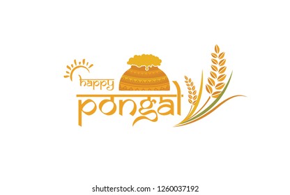 Happy Pongal Design Template Vector Illustration-Happy Pongal Text Typography