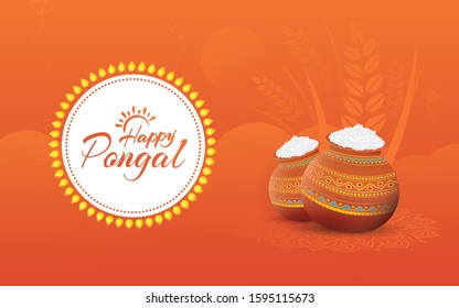 Happy Pongal Festival Background Design Template