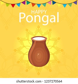 Happy Pongal Festival Background Template Vector Illustration
