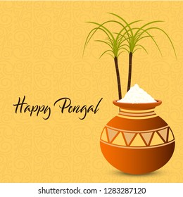 Happy Pongal Festival Background - Vector