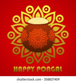 Happy Pongal festival design, decorated greeting card for South Indian harvesting festival