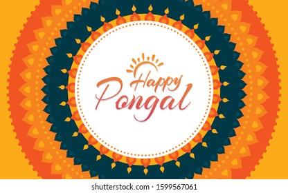 Happy Pongal Festival Greeting Background Design Template