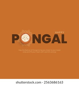 Happy Pongal Festival Post and Greeting Card. Tamil Harvest Festival Pongal Celebration Background Vector Illustration