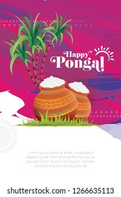 Happy Pongal Festival Poster Design Layout Template