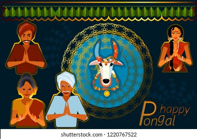 Happy Pongal greeting background.