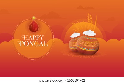 Happy Pongal Greeting Background Template Design Vector Illustration