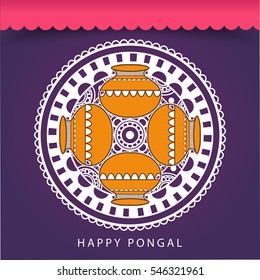 Happy Pongal Greeting Card Background.