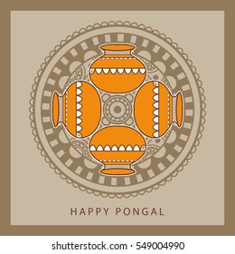 Happy Pongal Greeting Card Background.