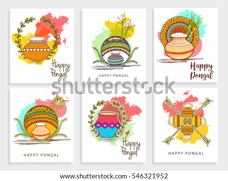 Happy Pongal Greeting Card Background Stock Vector Royalty Free