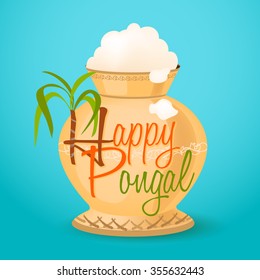 happy pongal greeting. vector illustration